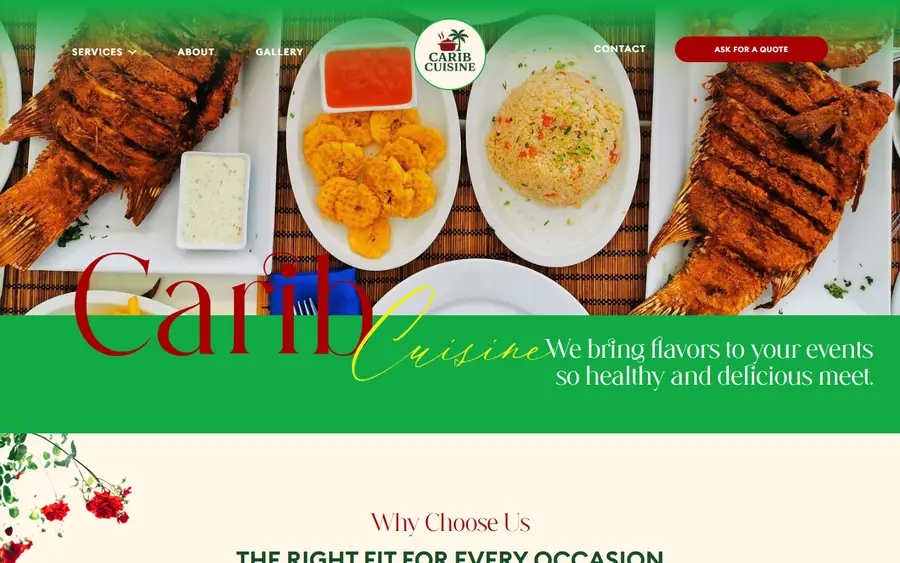 Carib Cuisine website, built by PhilRanJam for a cuisine caribéenne business